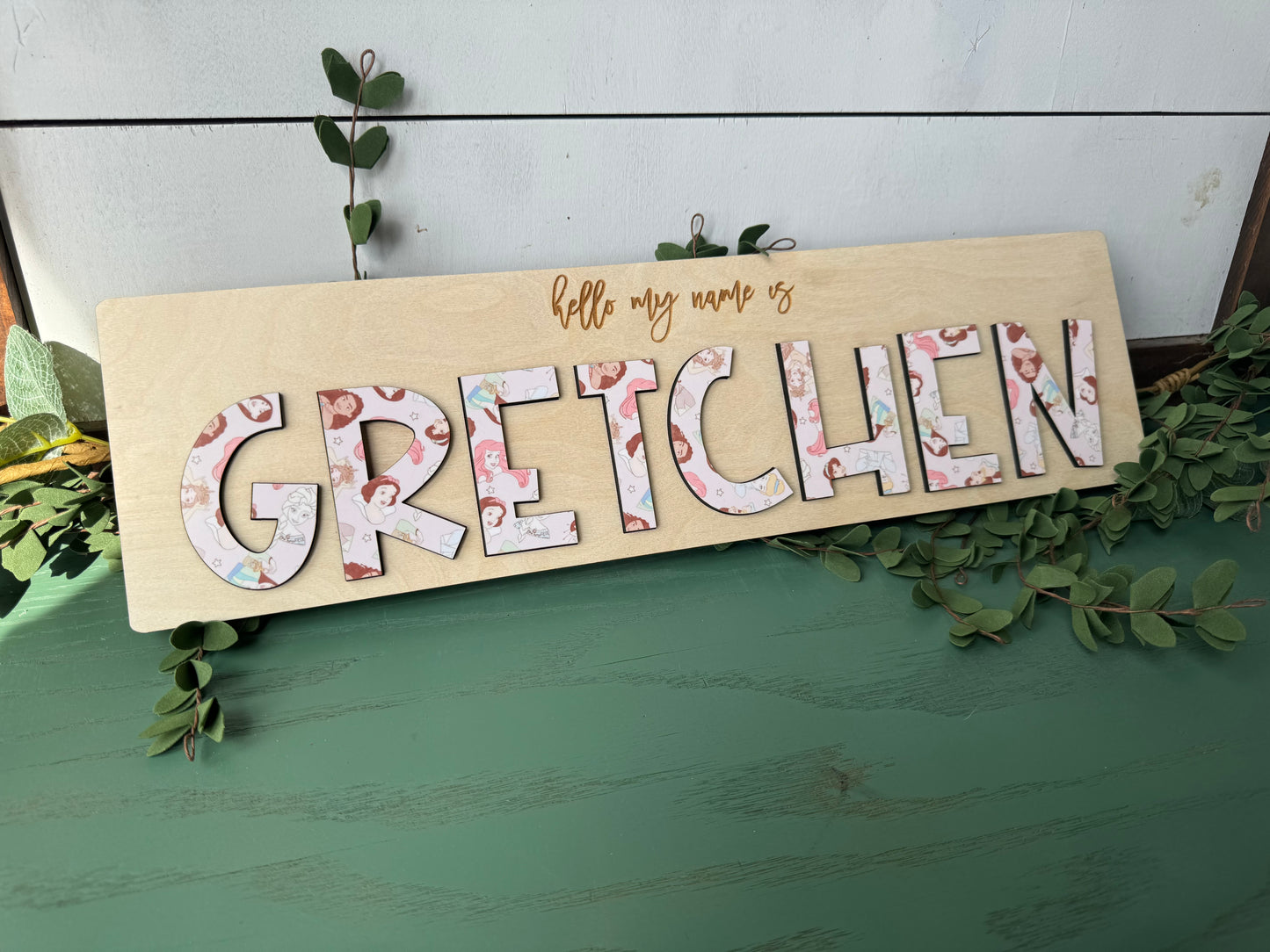Personalized Princess-Themed Name Puzzle – Custom Wooden Name Sign