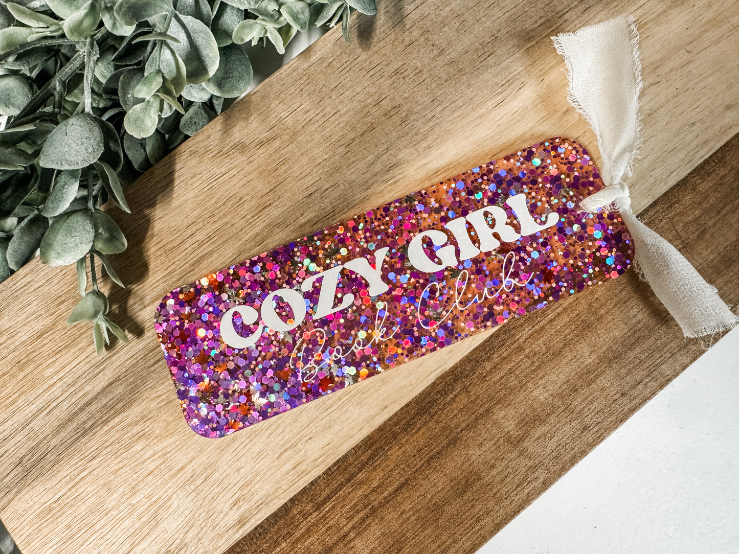 Cozy Girl Book Club Glitter Bookmark