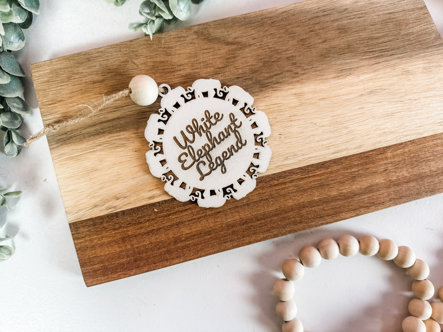 White Elephant Legend Ornament | Funny Christmas 2025 Gift Exchange Story Ornament