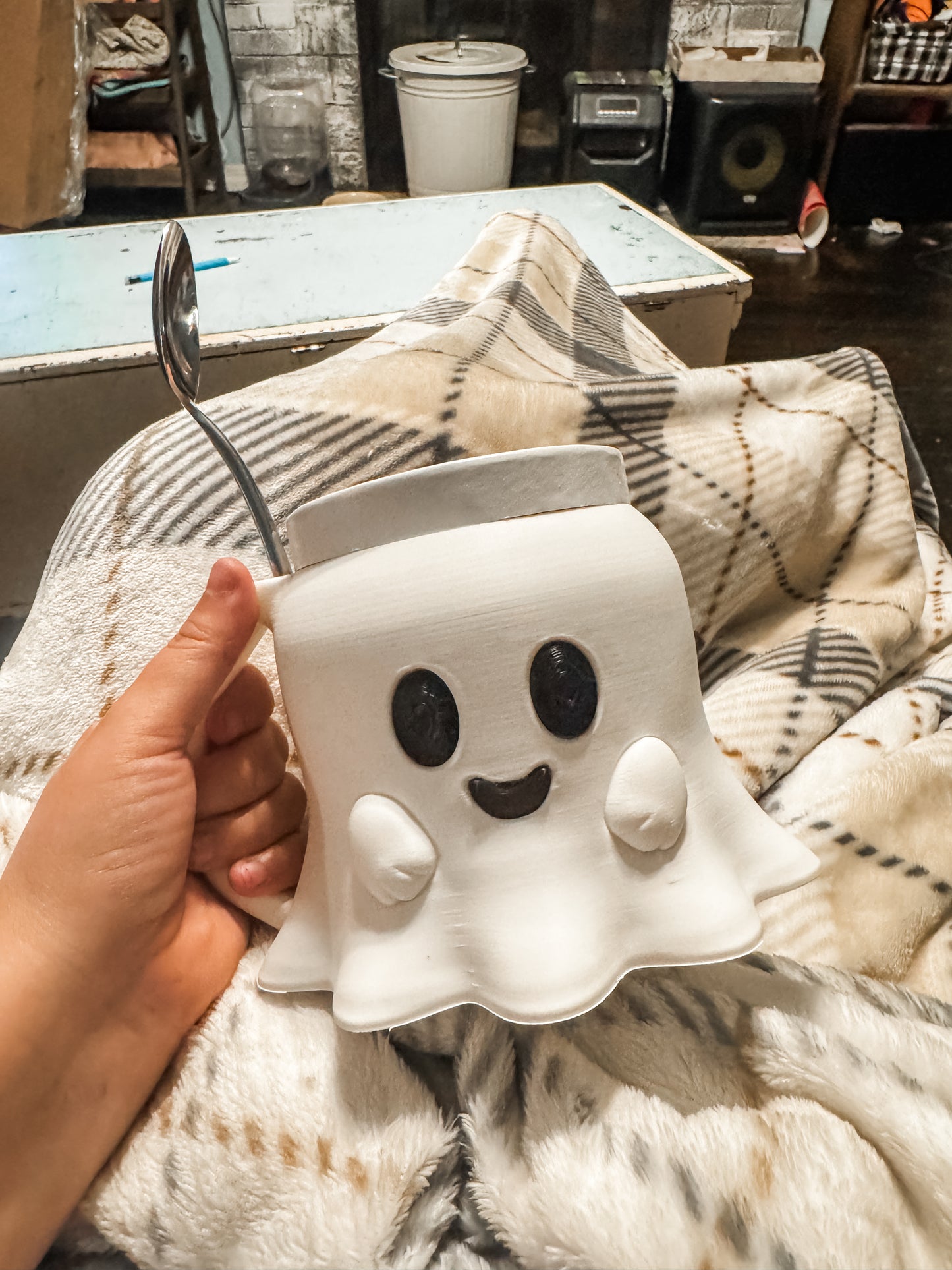 Ghost Ice Cream Holder | Cute Halloween Mug with Face