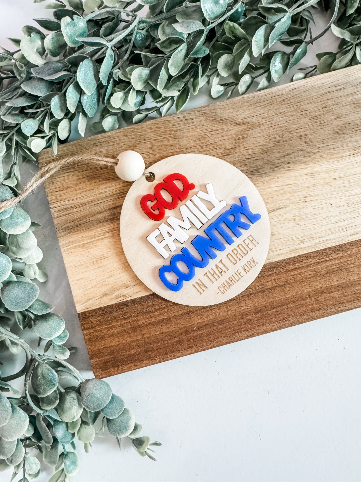 God Family Country Ornament — Charlie Kirk Tribute | 10% Donated to TPUSA