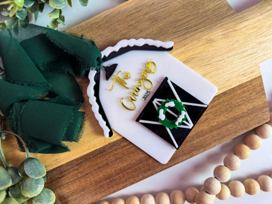 Personalized House Ornament with Wreath | Custom Family Christmas 2025
