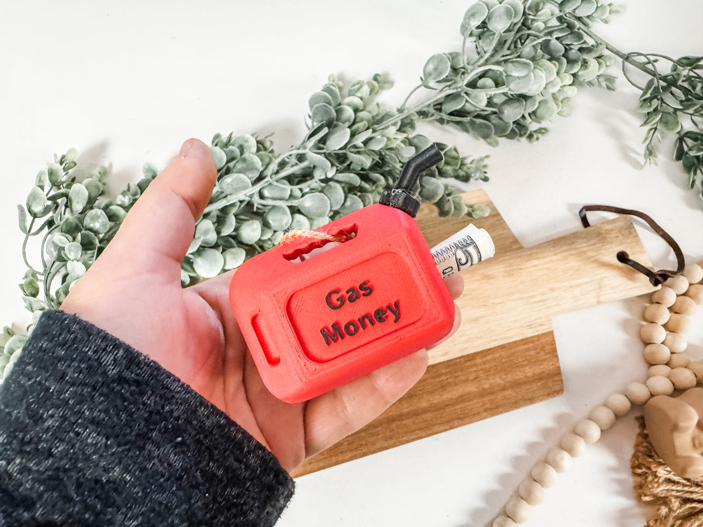 Gas Money Ornament – Funny Gift Idea, Mini Gas Can Cash Holder, Stocking Stuffer for Teens or New Drivers