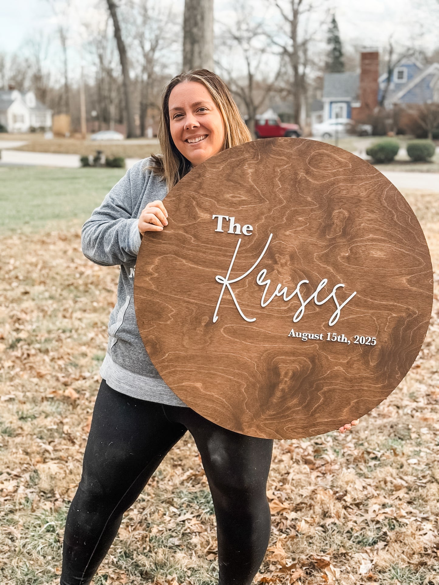 Personalized 30-Inch Wedding Guestbook Sign – Custom Round Wooden Guest Book Alternative