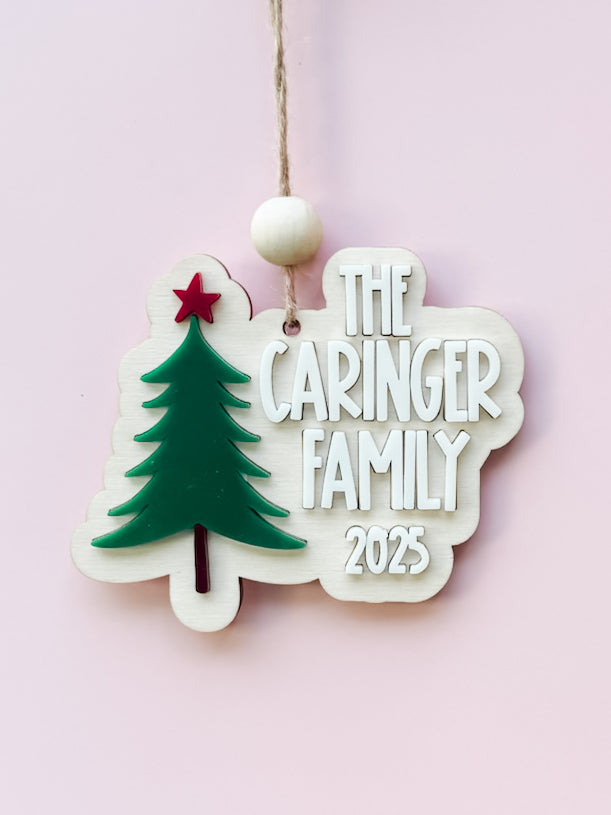 Custom Family Name Ornament | 2025 Acrylic Tree Design