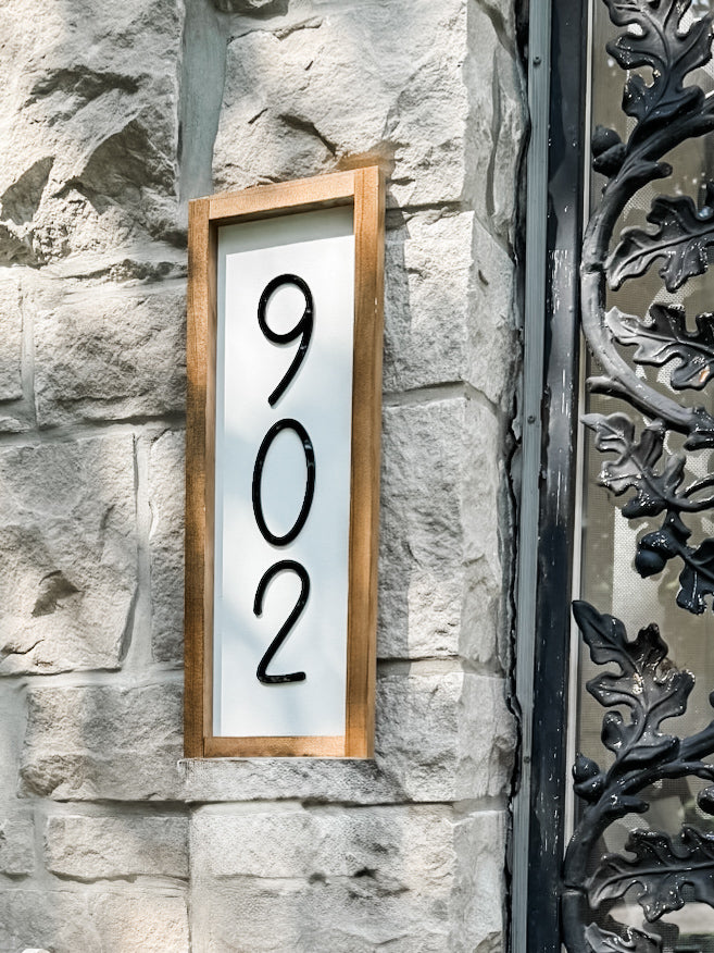 Modern Vertical Address Sign – Custom House Number Plaque