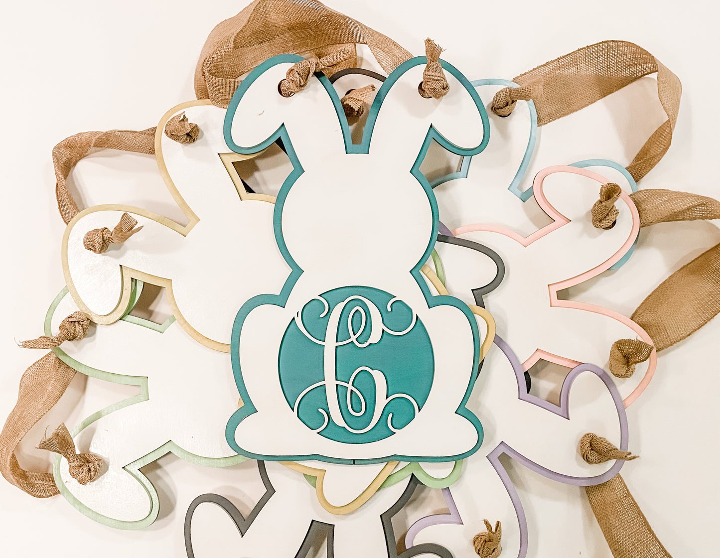 Personalized Bunny Door Hanger – Custom Initial, 10x17 Inches