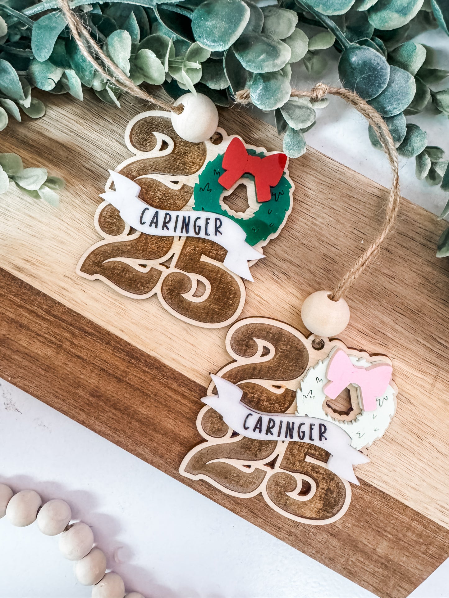 2025 Wreath Name Ornament – Classic or Pastel