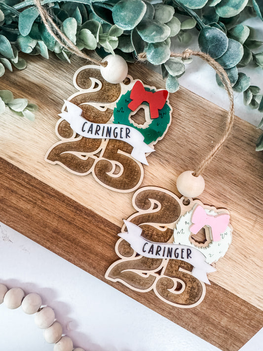 2025 Wreath Name Ornament – Classic or Pastel