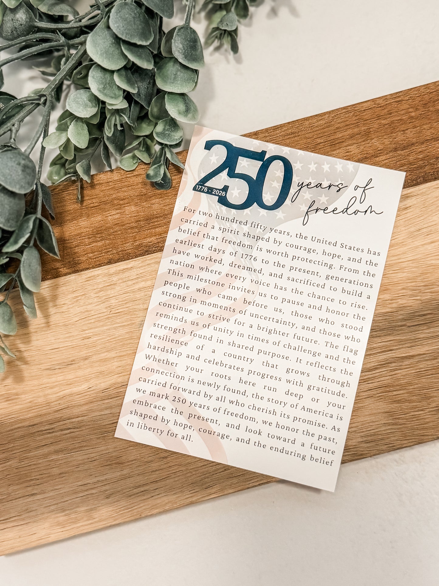 250 Years of Freedom Ornament | America 250 Keepsake | Patriotic Wooden Christmas Ornament | 1776-2026 Decor