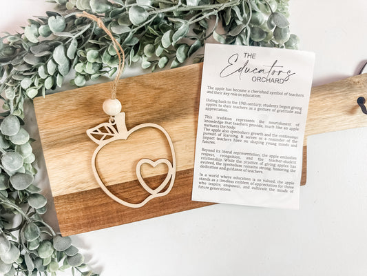 "The Educator's Orchard" Wooden Apple Ornament
