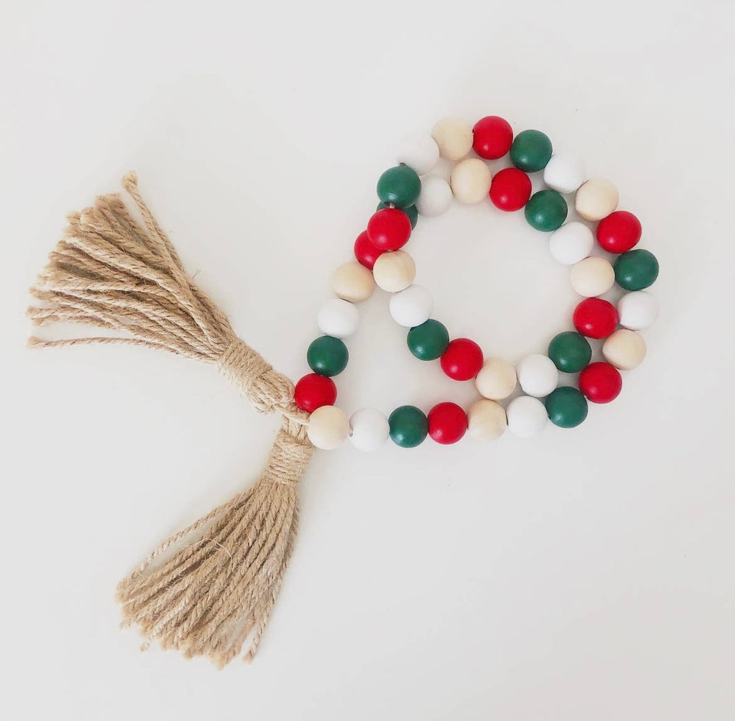 Christmas Beaded Garland with Tassel