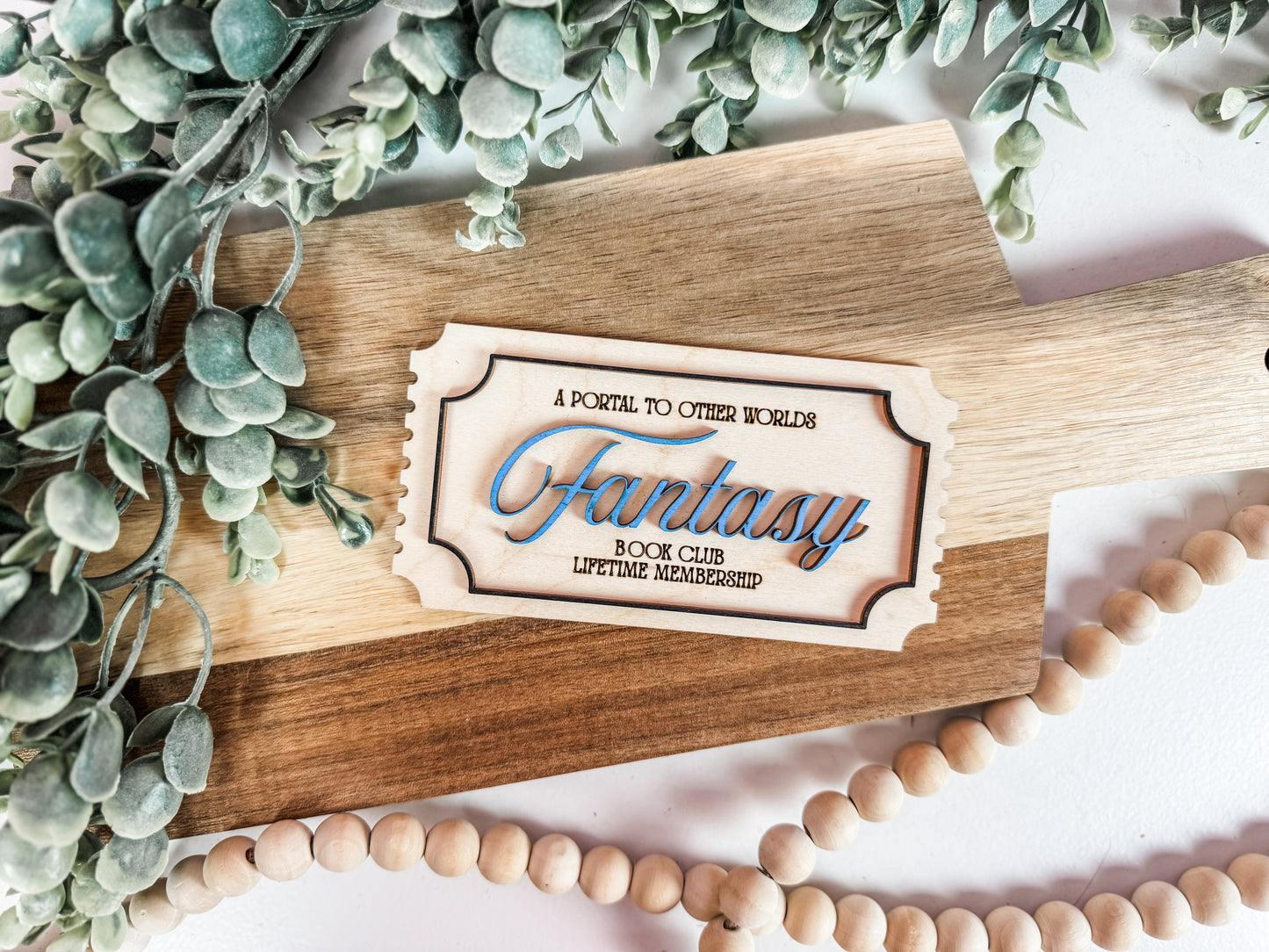 Book Club Lifetime Membership Ticket – Wooden Shelf Decor