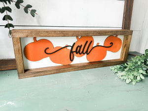 "Fall" Pumpkin Wooden Sign - 18x6 inches