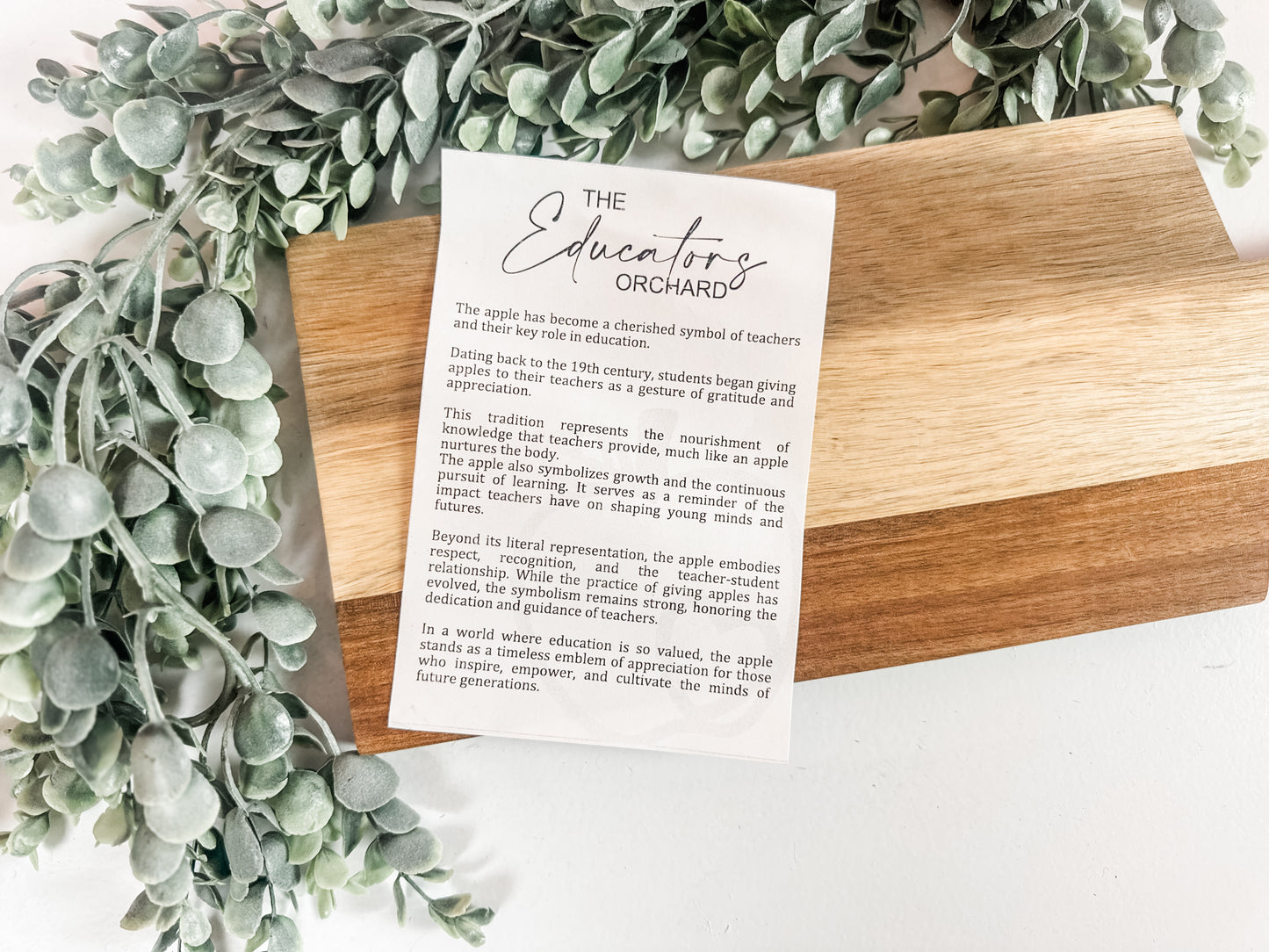 "The Educator's Orchard" Wooden Apple Ornament