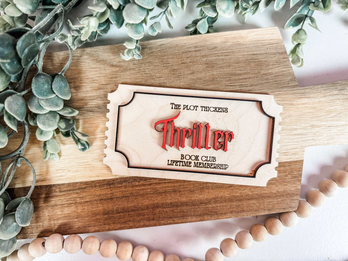 Book Club Lifetime Membership Ticket – Wooden Shelf Decor
