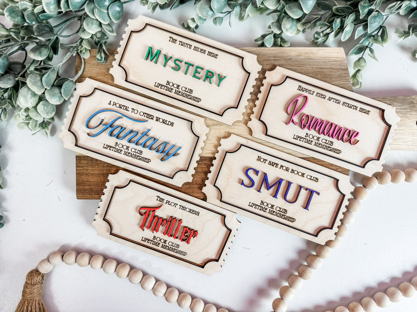 Book Club Lifetime Membership Ticket – Wooden Shelf Decor