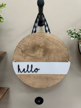 Load image into Gallery viewer, Rustic &quot;Hello&quot; Door Hanger with Interchangeable Flower Holder
