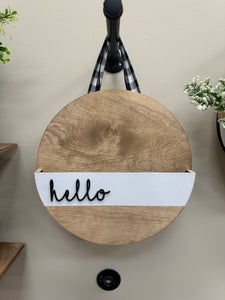 Rustic "Hello" Door Hanger with Interchangeable Flower Holder