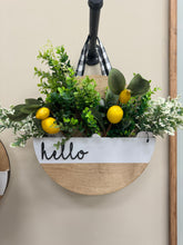 Load image into Gallery viewer, Rustic &quot;Hello&quot; Door Hanger with Interchangeable Flower Holder
