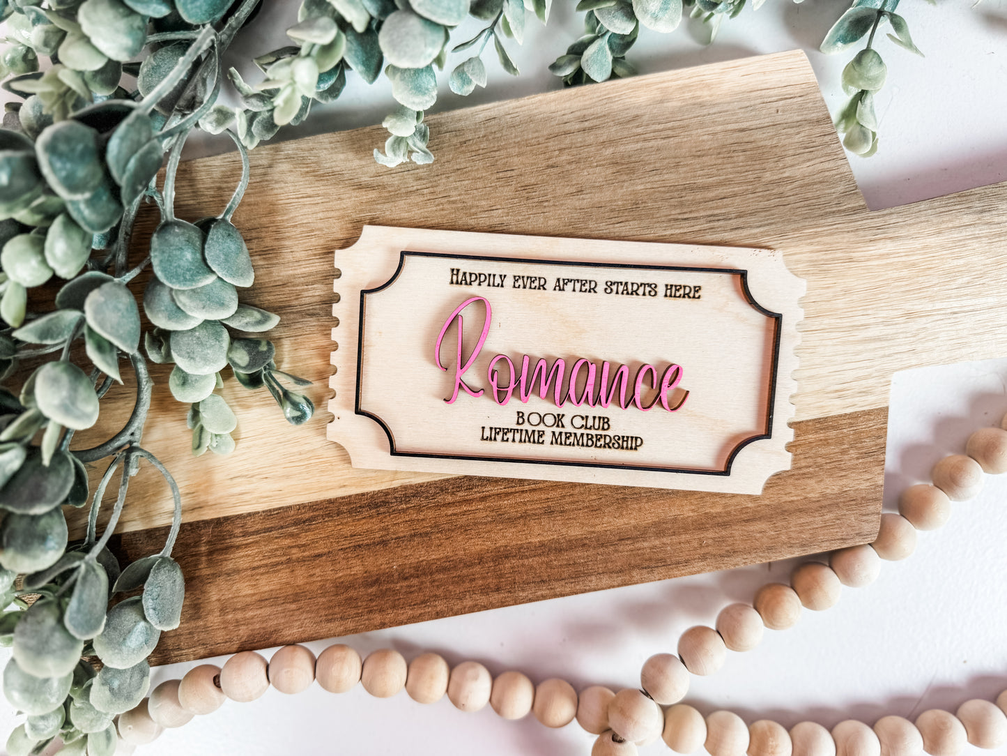 Book Club Lifetime Membership Ticket – Wooden Shelf Decor