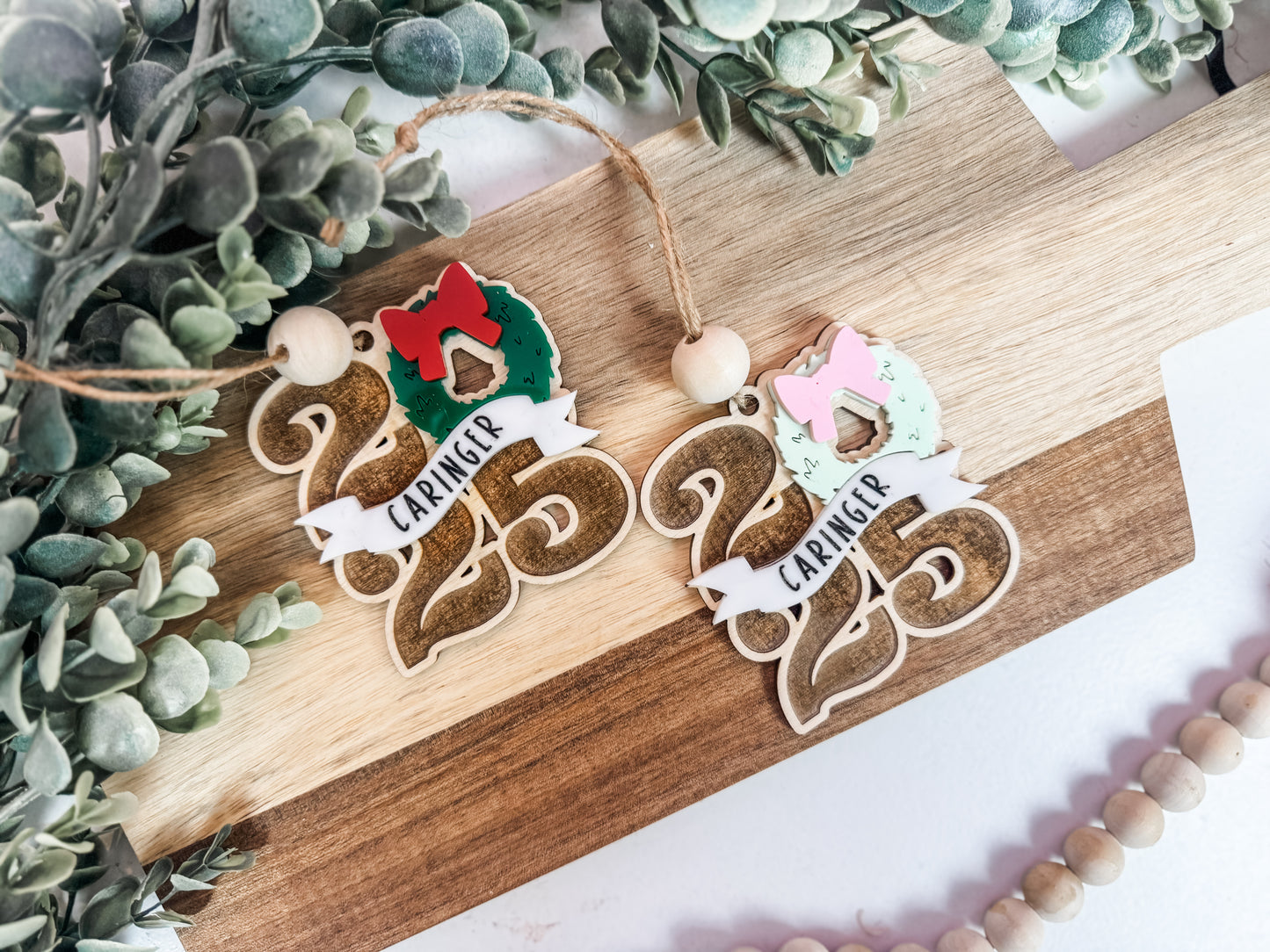 2025 Wreath Name Ornament – Classic or Pastel