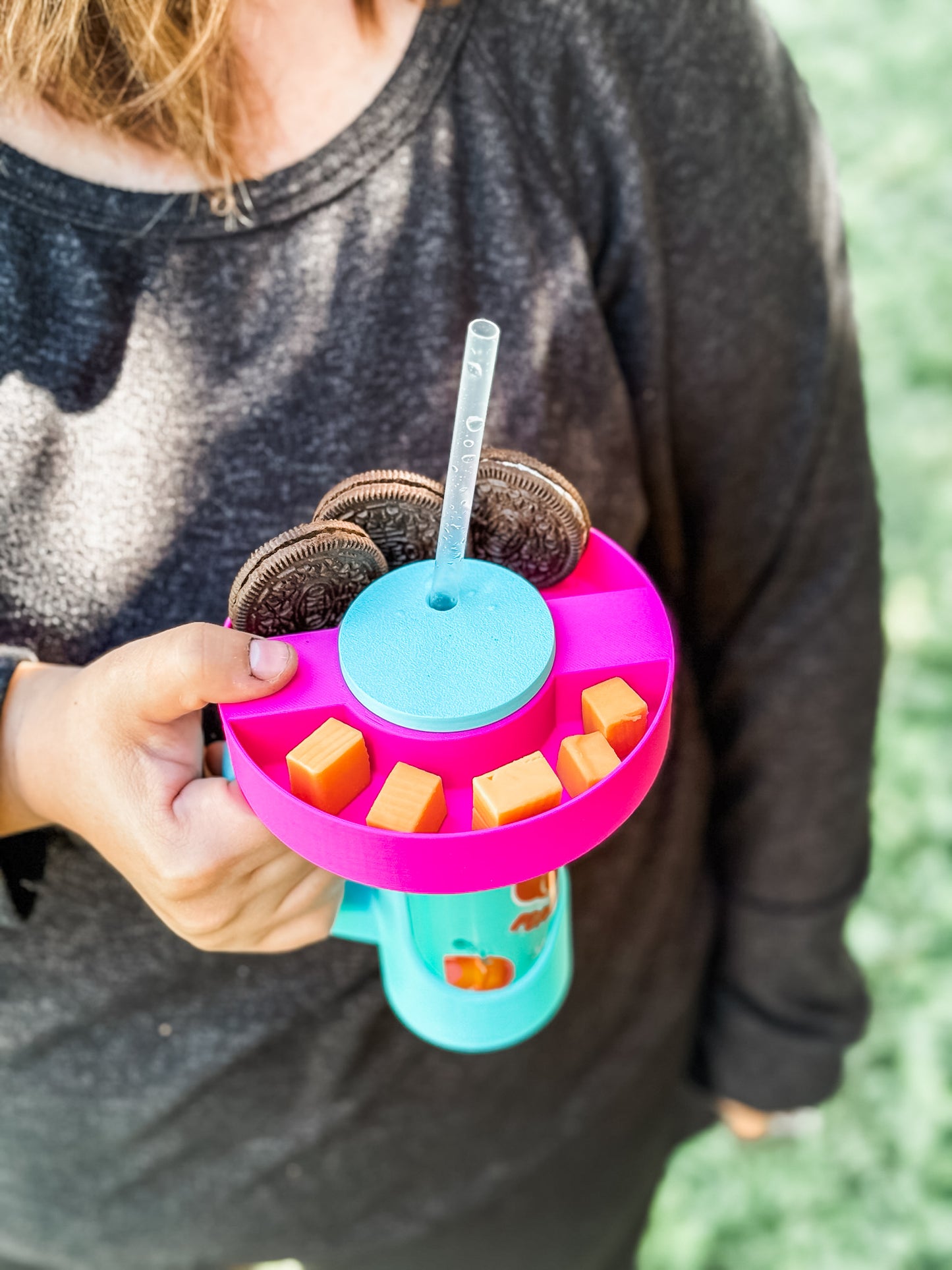 Mini snack tray for slim can holder