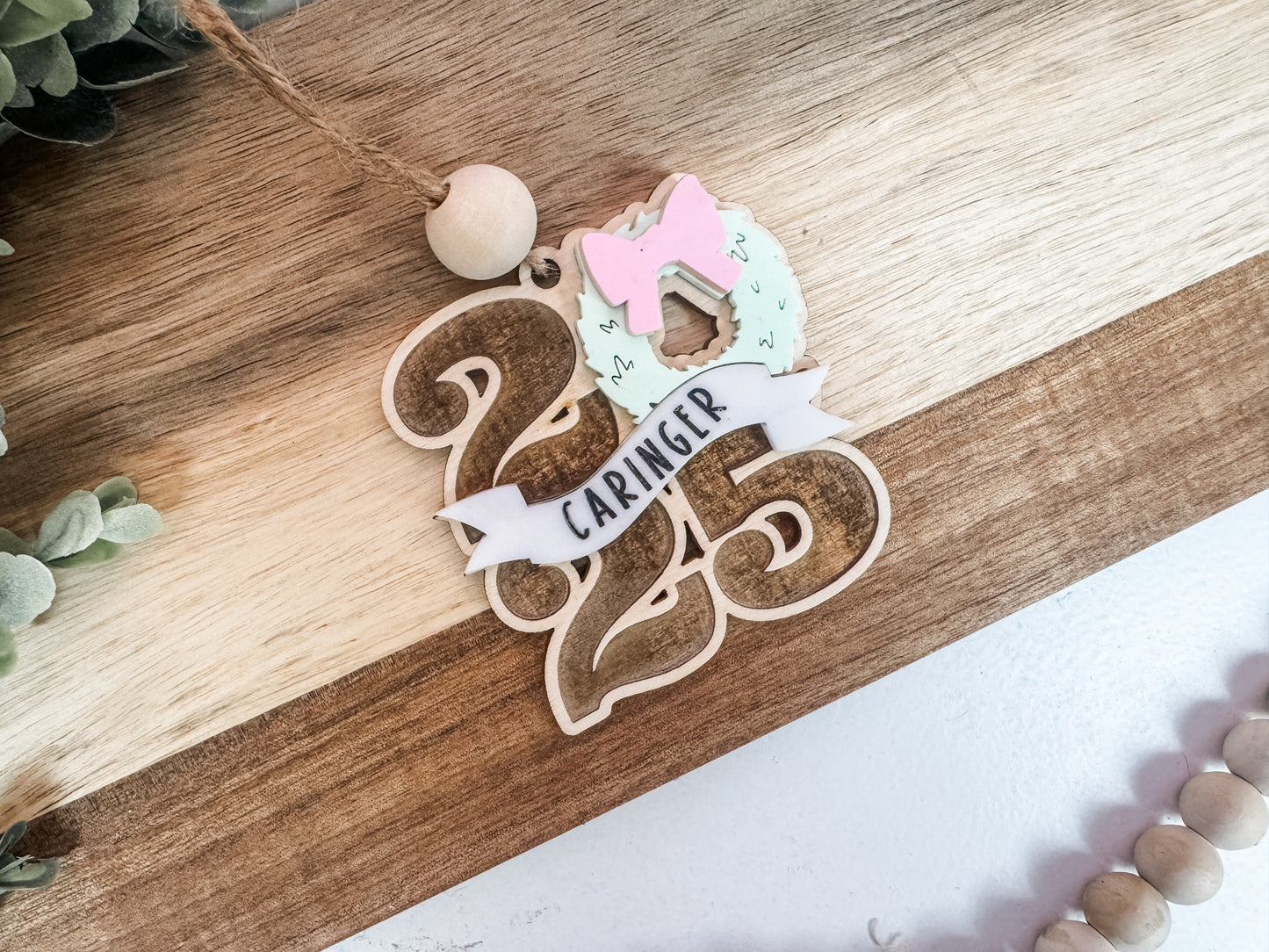 2025 Wreath Name Ornament – Classic or Pastel