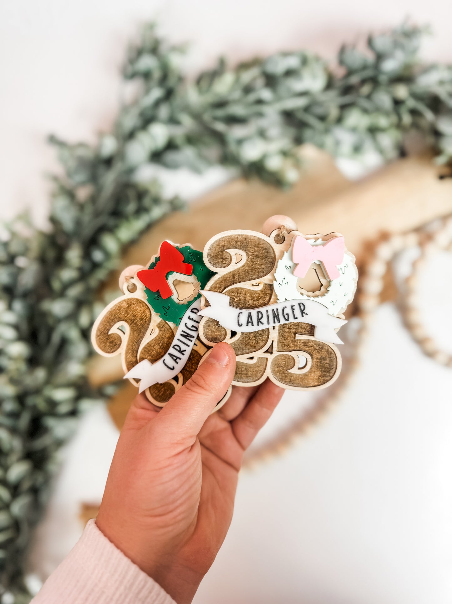 2025 Wreath Name Ornament – Classic or Pastel