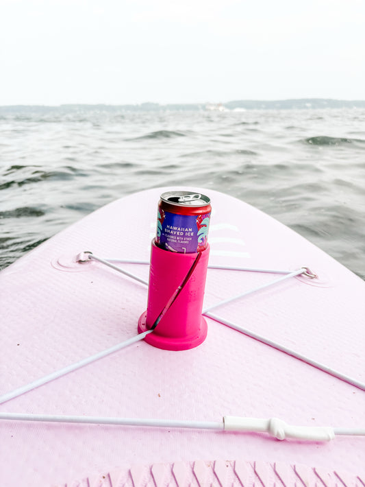 Slim paddle board can holder