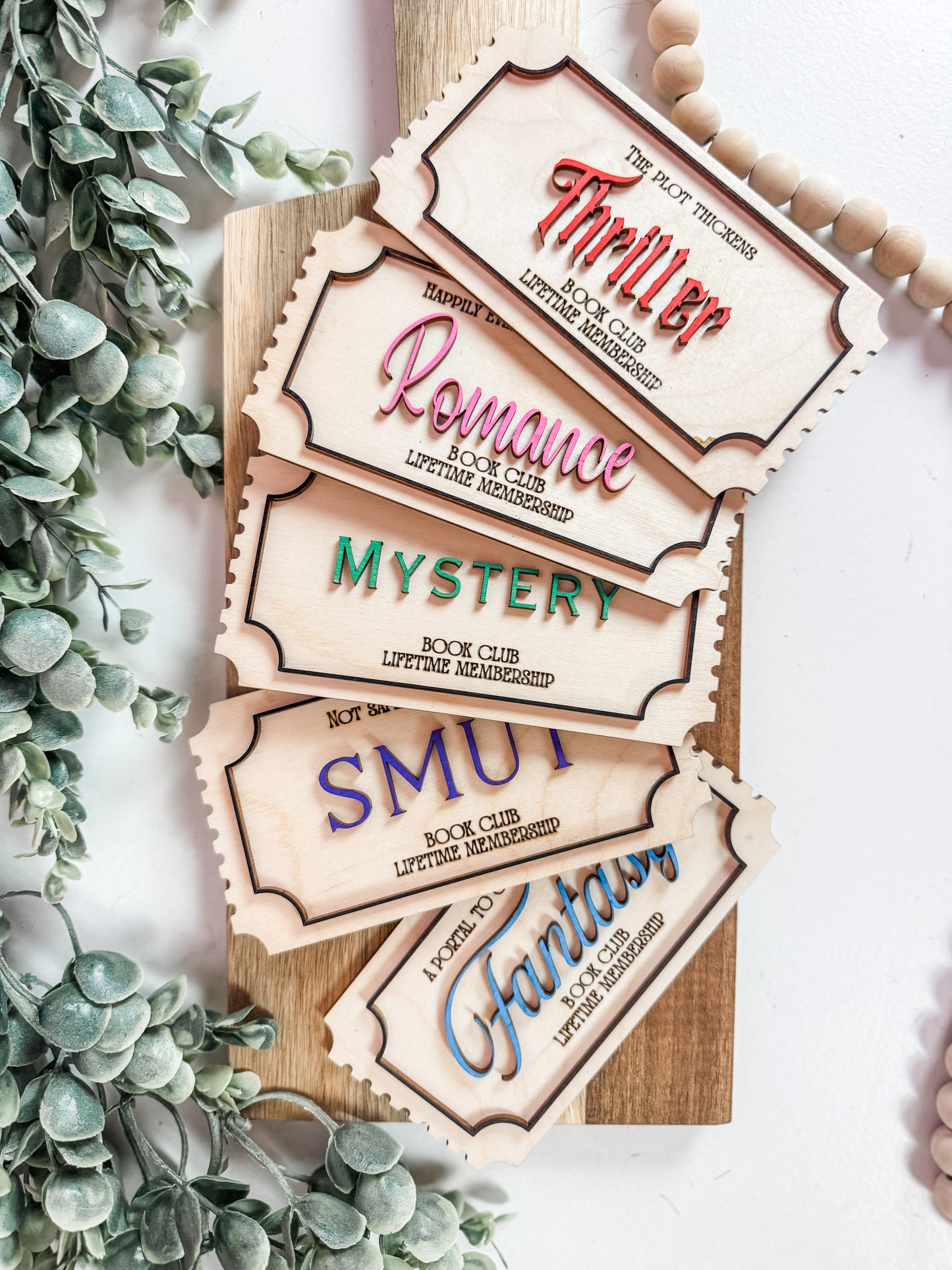 Book Club Lifetime Membership Ticket – Wooden Shelf Decor