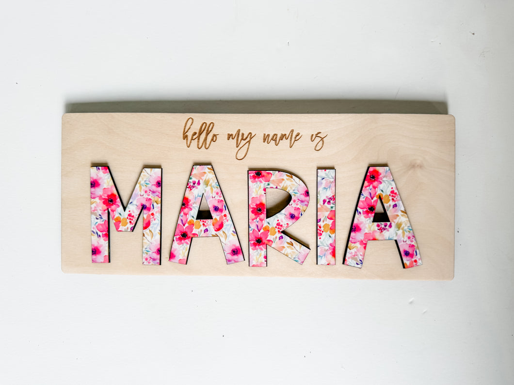 Custom Watercolor Floral Name Puzzle