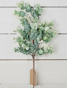 Eucalyptus and White Berry Floral Stem