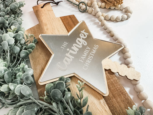 Personalized Family Star Tree Topper – Custom Mirrored Acrylic Christmas Topper