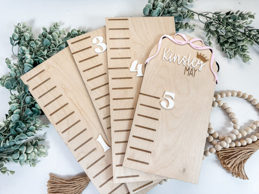 Personalized Wooden Growth Chart Ruler | Custom Name Height Board | Kids Room Keepsake | Laser Engraved Baltic Birch Growth Chart