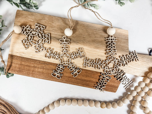 Personalized Snowflake Ornament - Laser Cut Wood Decoration