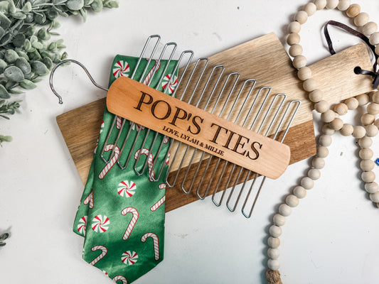 Personalized Tie Hanger – Custom Engraved Tie Rack for Dad or Grandpa