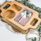 Personalized Wooden Snack Tray with Cup & Snack Holder