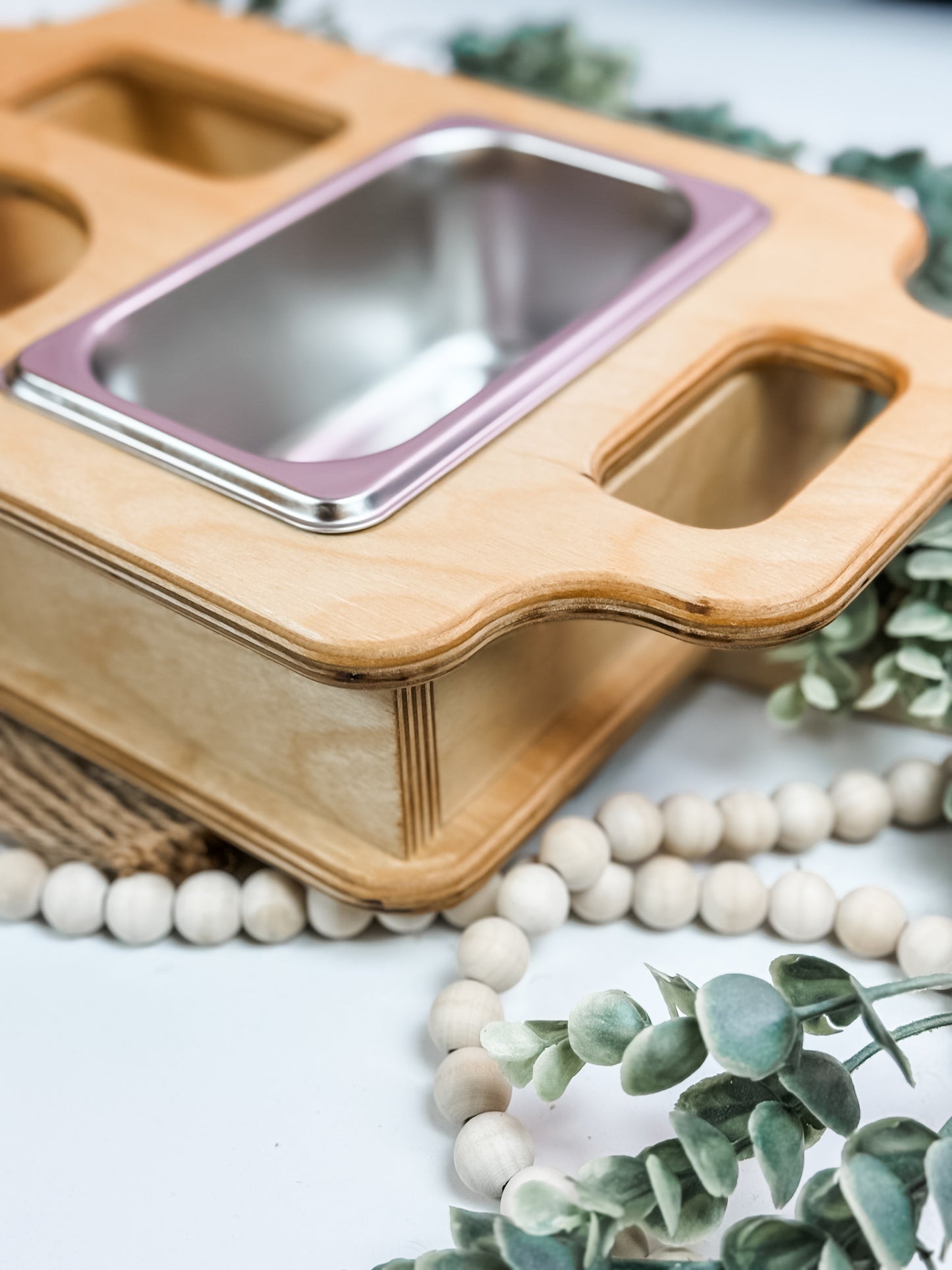 Personalized Wooden Snack Tray with Cup & Snack Holder