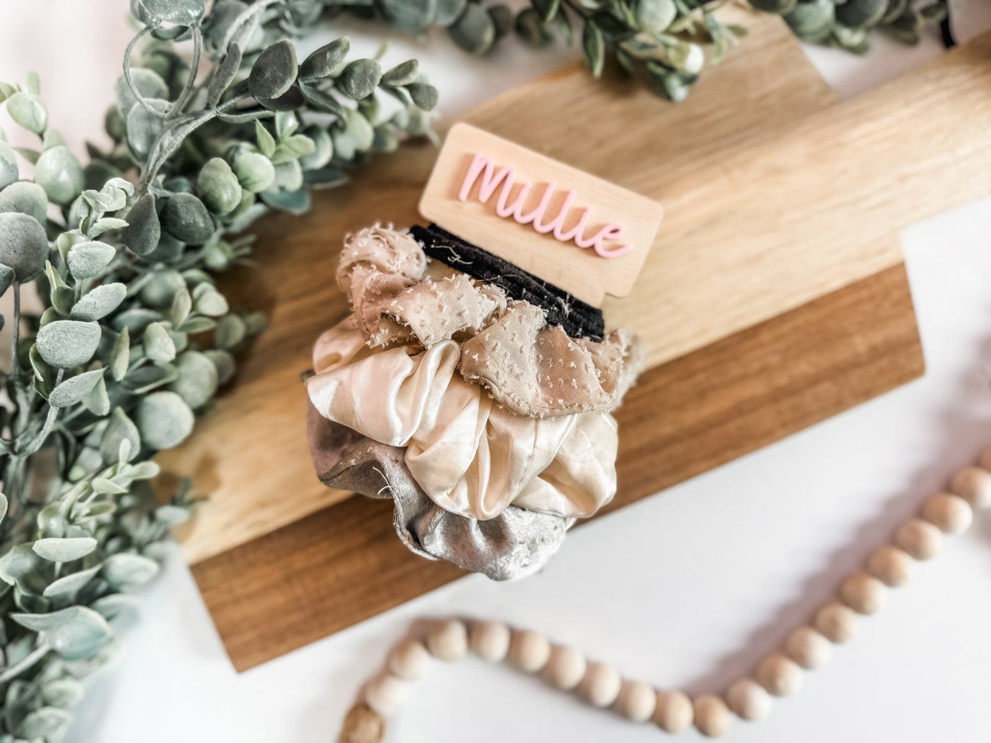 Personalized Hair Tie Holder – Custom Name – Laser Cut Wood Organizer