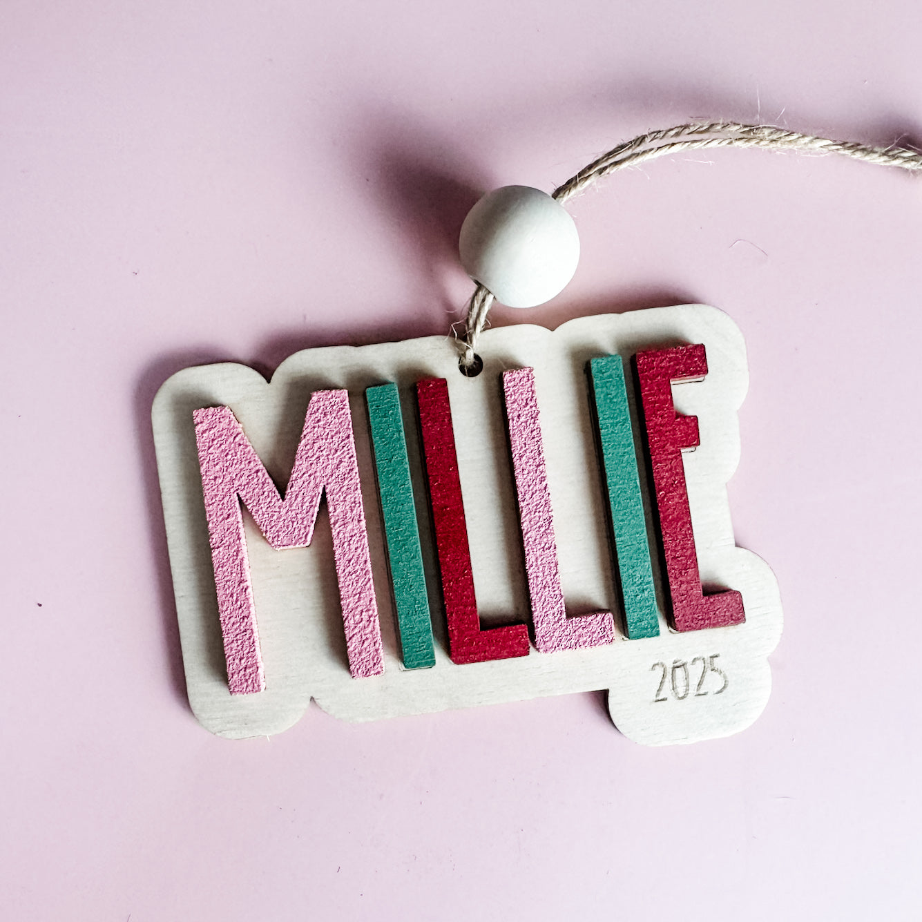 Custom Name Ornament | Layered Wood + Painted 2025 Keepsake
