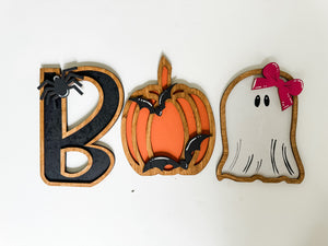 Halloween "Boo" Wooden Wall Decor Set - Cute and Spooky Trio