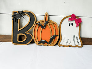 Halloween "Boo" Wooden Wall Decor Set - Cute and Spooky Trio