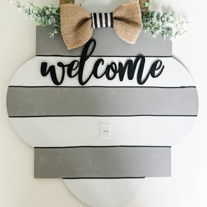 Striped "Welcome" Interchangeable Door Hanger