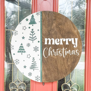 Reversible "Merry Christmas" and "Give Thanks" Wooden Door Hanger - 18"