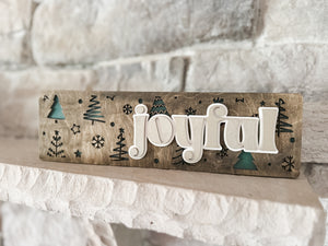 Reversible "Thankful" and "Joyful" Wooden Sitter - 14" x 4"