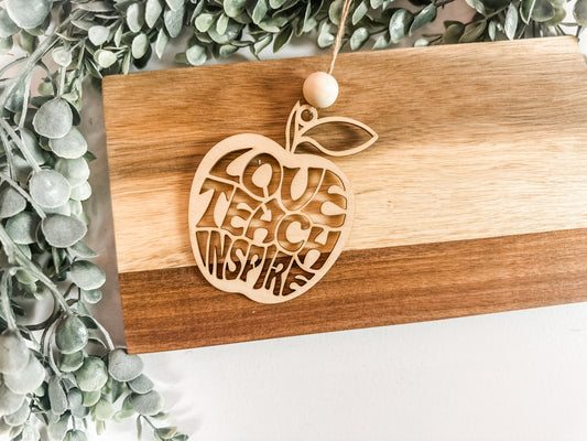 Christmas 2025 Teacher Gift Set – Apple Ornament + “Thank You for Helping Me Grow” Card