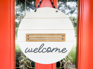 Interchangeable Welcome Sign with Tiered Tray Insert Holder