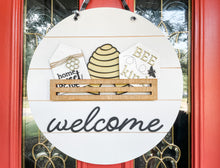 Load image into Gallery viewer, Bee-Themed Tiered Tray Decor Bundle - Home Sweet Hive &amp; Bee Kind Signs
