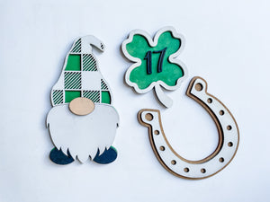 St. Patrick's Day Tiered Tray Bundle - Gnome, Shamrock, & Horsehoe Decor